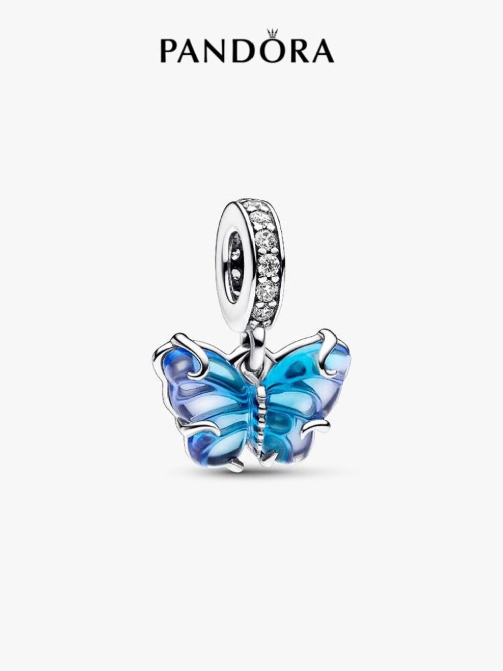 Pandora Blue Murano Glass Butterfly Dangle Charm